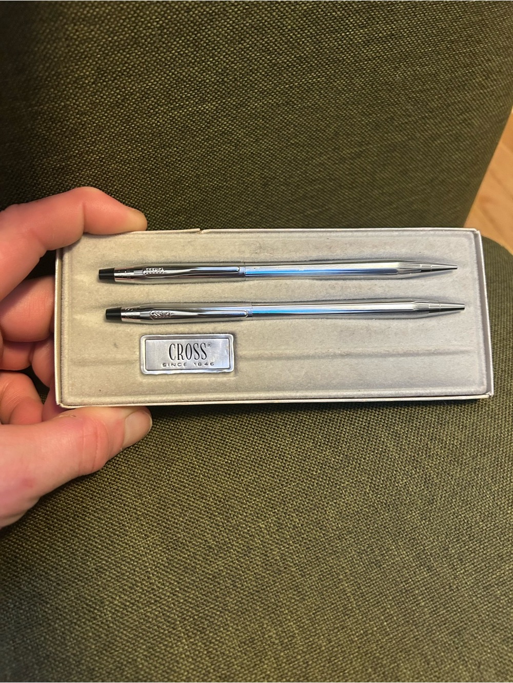 CROSS Classic Century Chrome Ballpoint Pen & Mechanical Pencil Set with Box